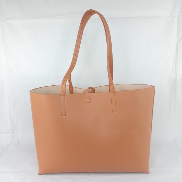 *SOLD* Mark & Graham Tote Brown Vegan Leather Tie Close Bag HMG - Picture 3 of 6
